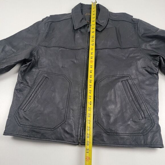 St Johns Bay Men Vintage Bomber Leather Jacket Brown Quilted Line Sz XLarge XL - Picture 2 of 12